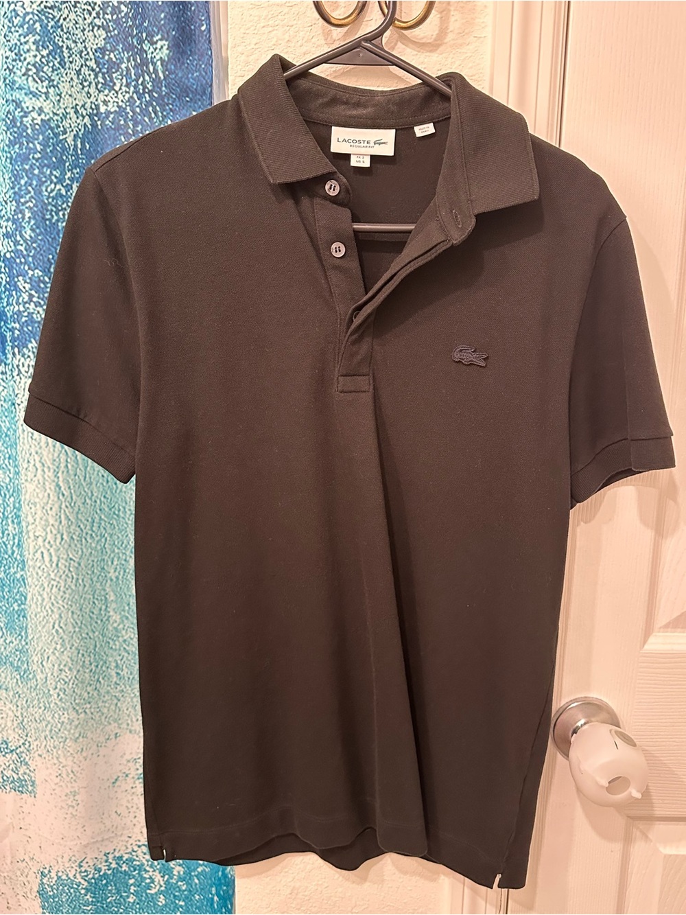 #12 Lacoste Men's Black Short-Sleeve Polo